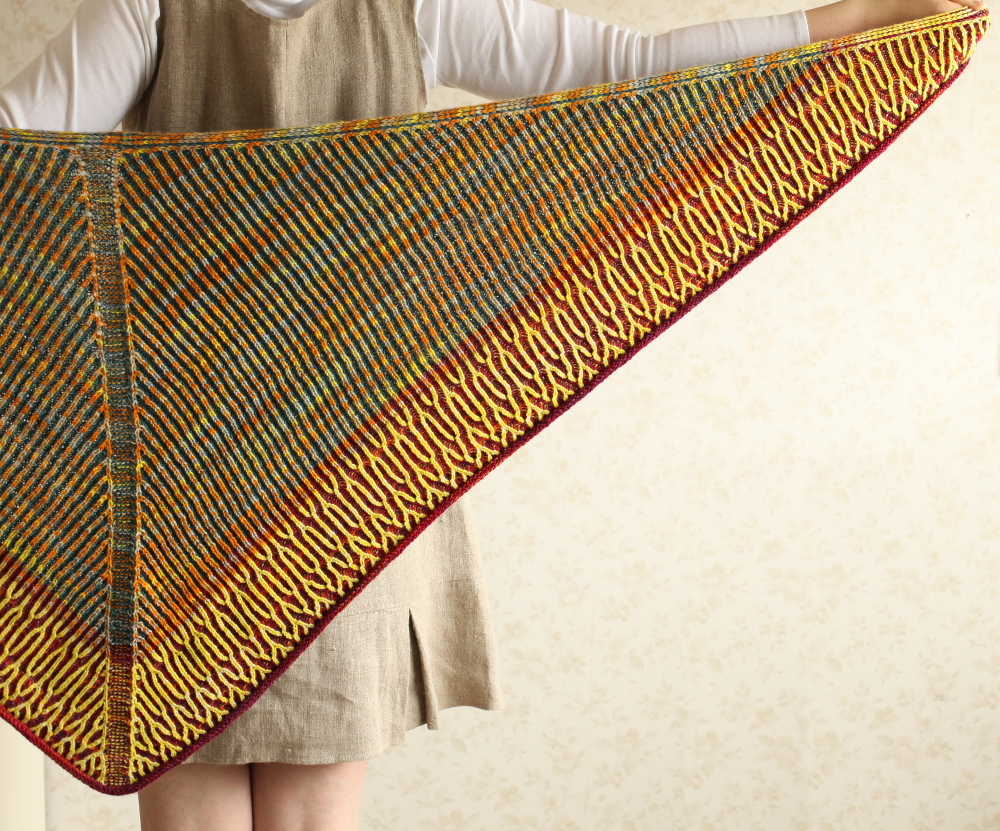 Honka shawl shown on the right side